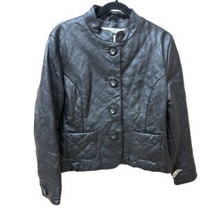 Vintage Wilson's black quilted faux leather jacket. Genuine Leather.. Sz XL.